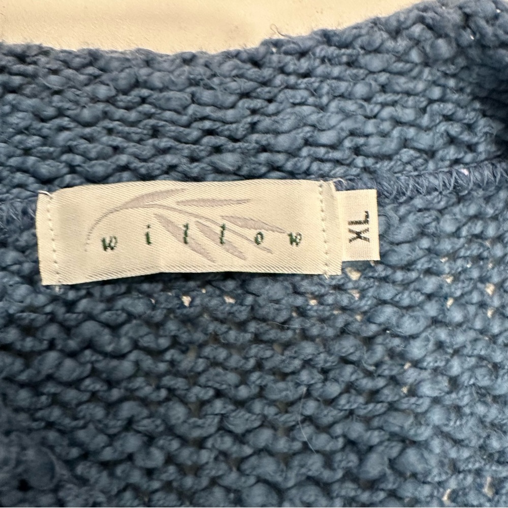 Willow Yarn Knit Sleeveless Wood Button Down Sea Blue Cardigan Womens Size XL - Picture 5 of 7